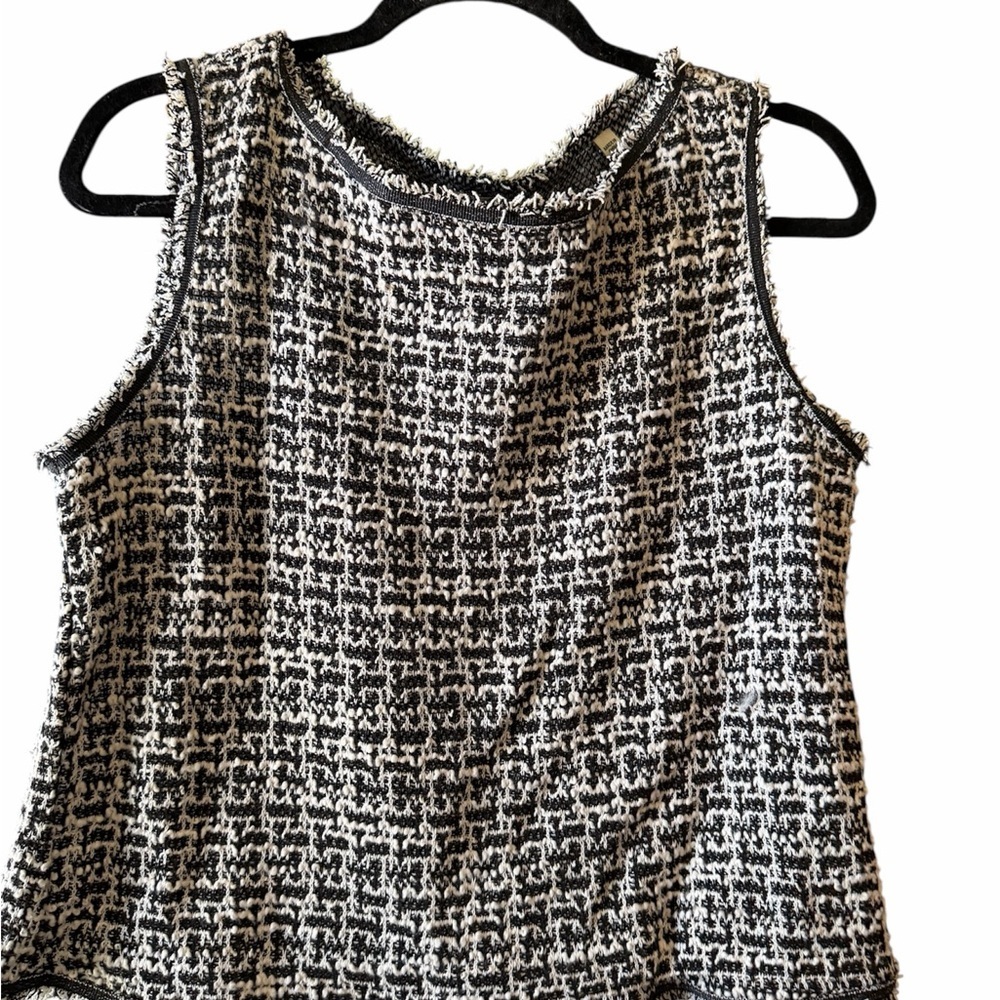 Max Studio Black & White Tweed Camisole with Frayed Trim - Picture 8 of 9